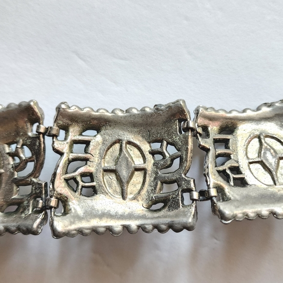 Vintage Faux Turquoise Filigree Bracelet - Picture 7 of 10